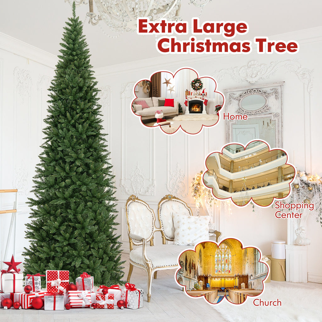 12 FT Artificial Christmas Tree with 2125 Lush Branch Tips & 800 Warm White LED Lights - Easy Assembly, Full & Festive