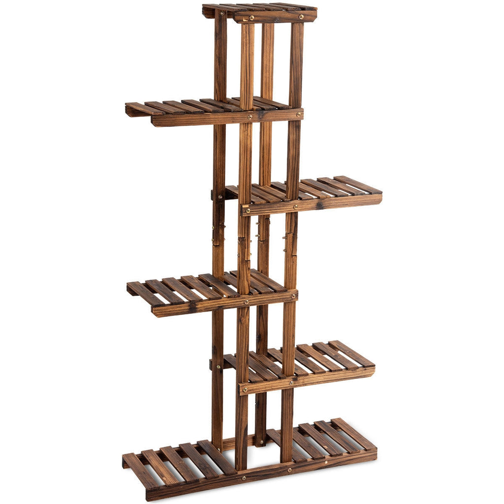 6-Tier Wooden Plant Stand Shelf Storage Rack - 29.5" x 10" x 55.5"