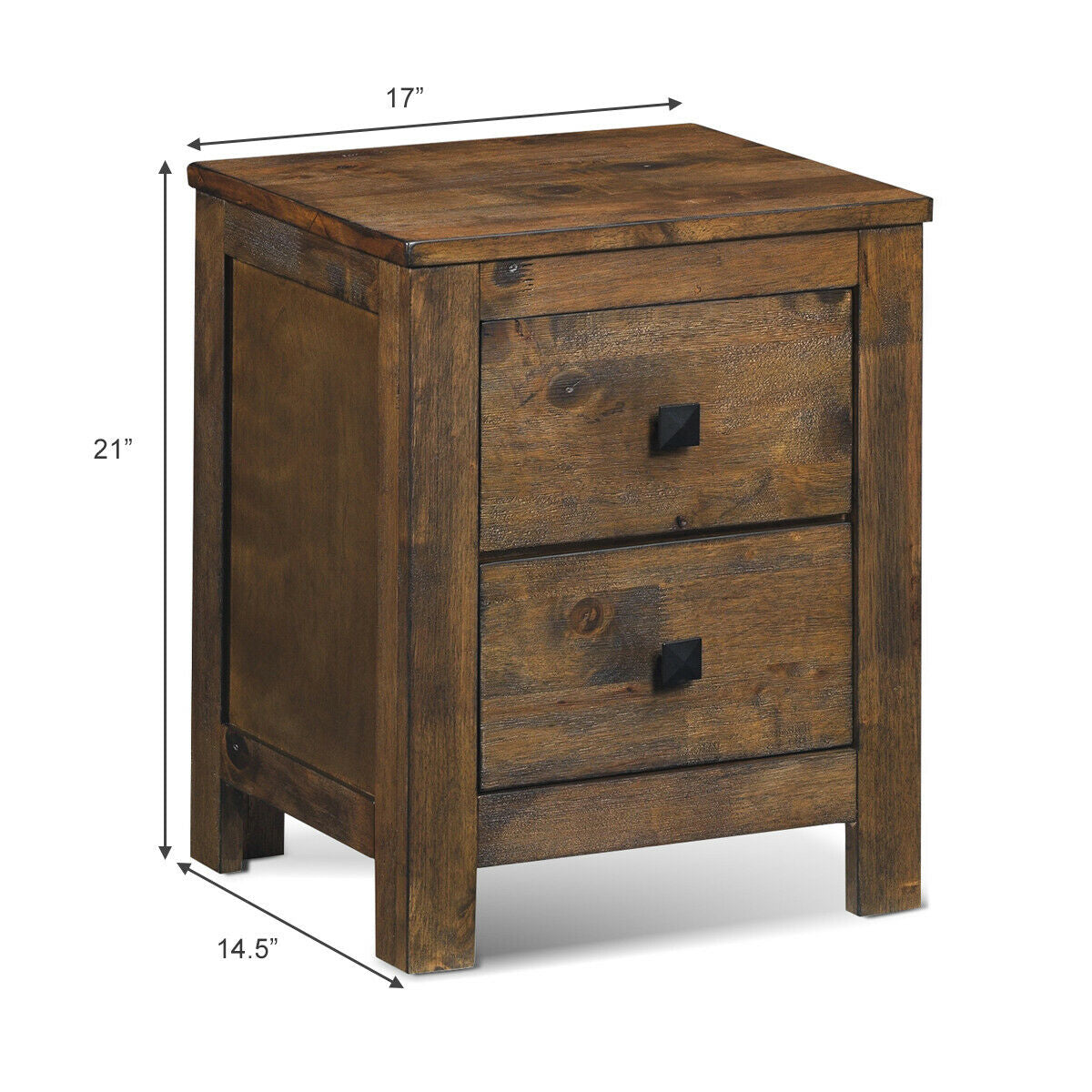 Wooden Nightstand with 2 Storage Sliding Drawers – Natural