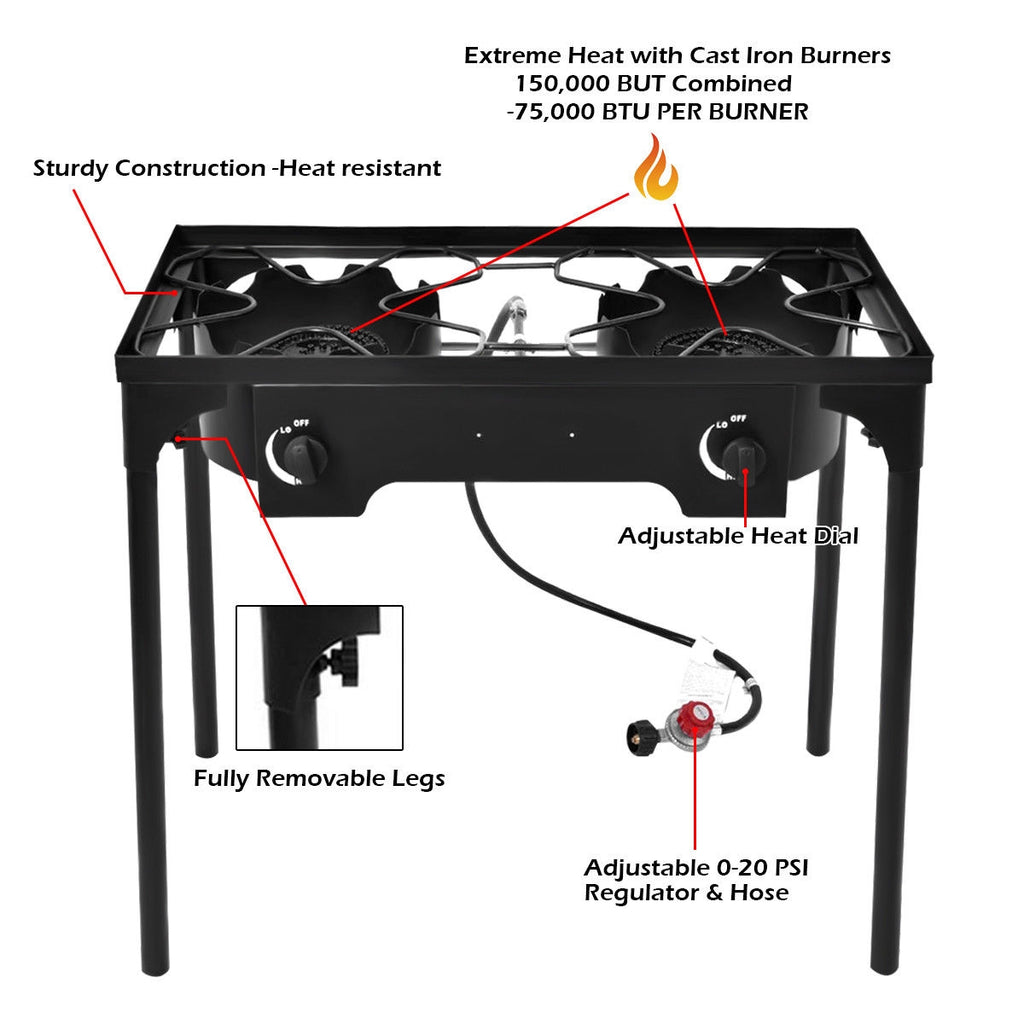 150000 BTU Dual Burner Outdoor Stove Grill