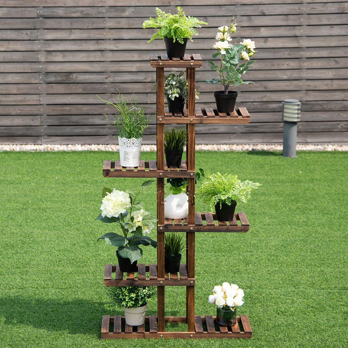 6-Tier Wooden Plant Stand Shelf Storage Rack - 29.5" x 10" x 55.5"