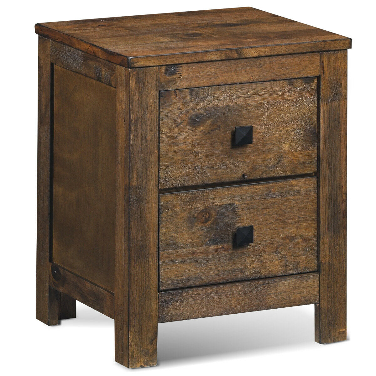 Wooden Nightstand with 2 Storage Sliding Drawers – Natural