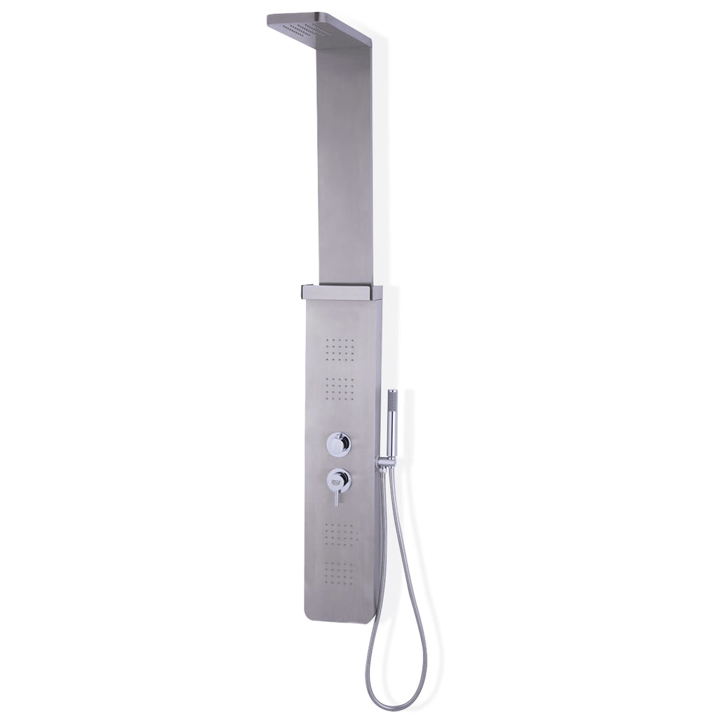 59” Stainless Steel Shower Panel with Massage Jets and Hand