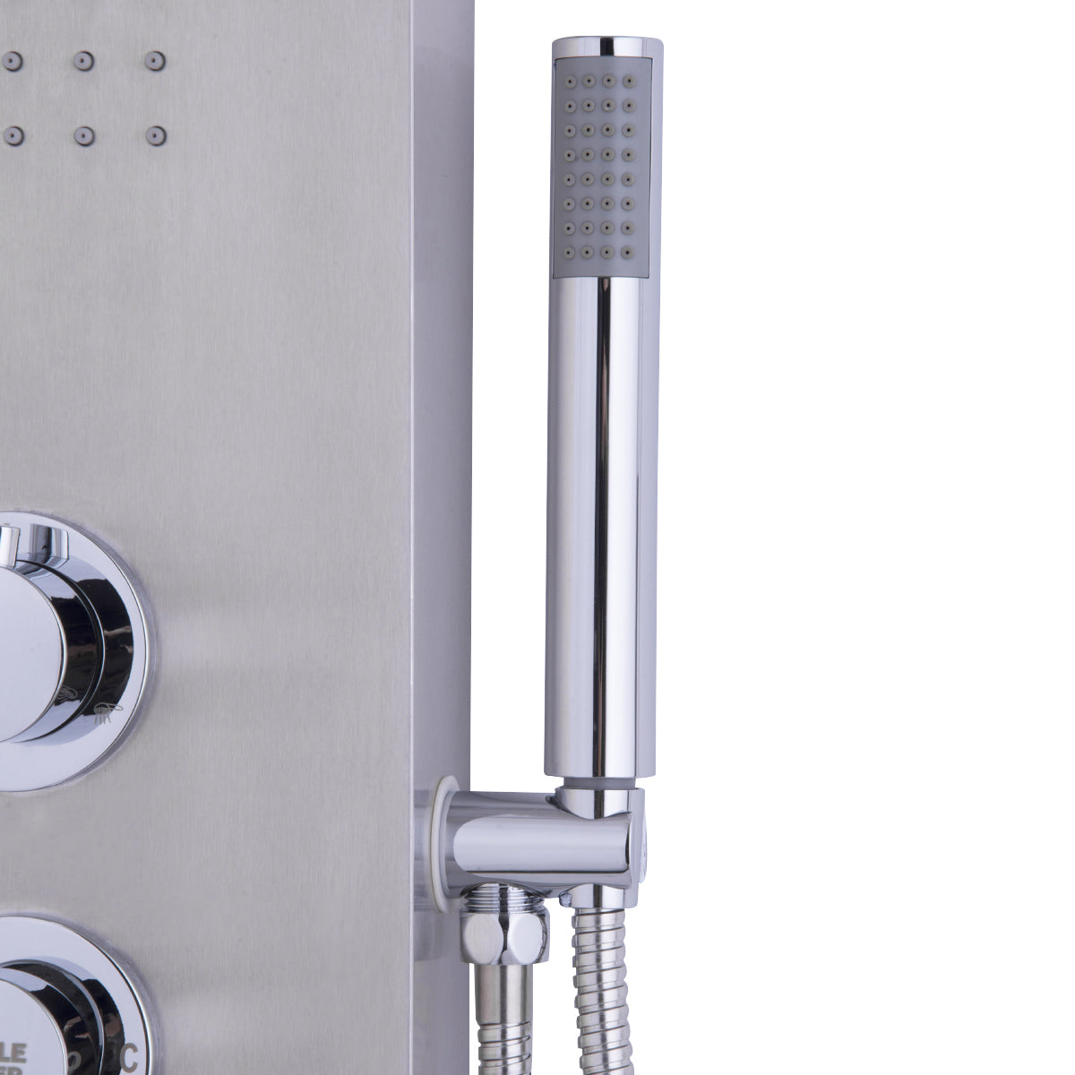 59” Stainless Steel Shower Panel with Massage Jets and Hand