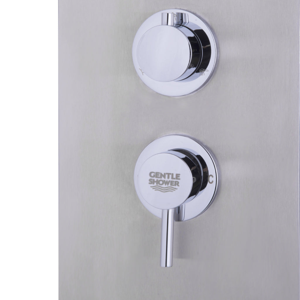 59” Stainless Steel Shower Panel with Massage Jets and Hand