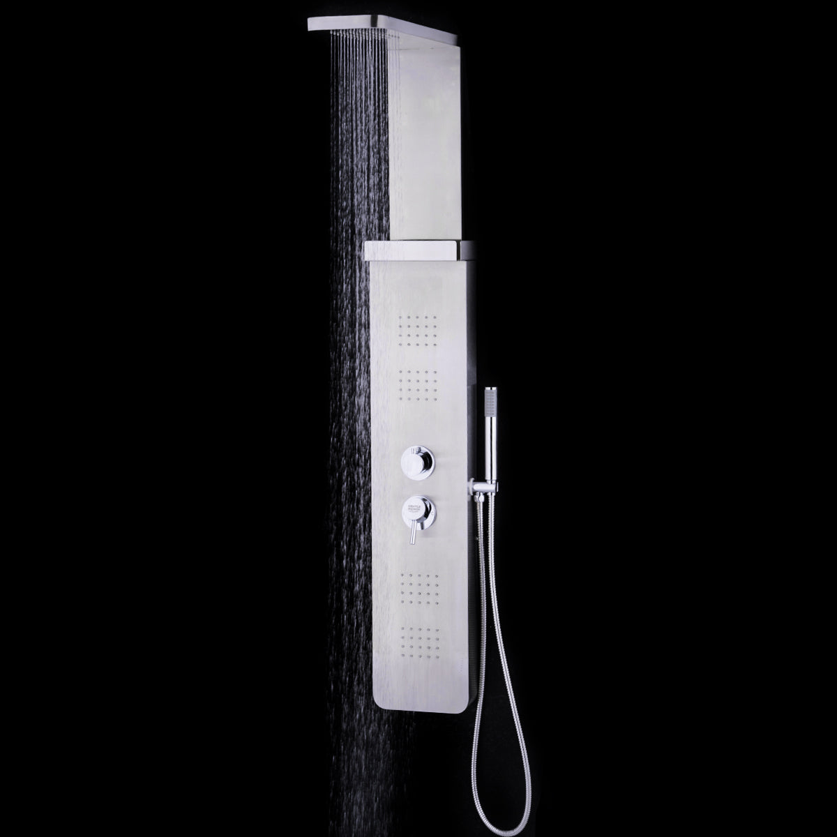 59” Stainless Steel Shower Panel with Massage Jets and Hand