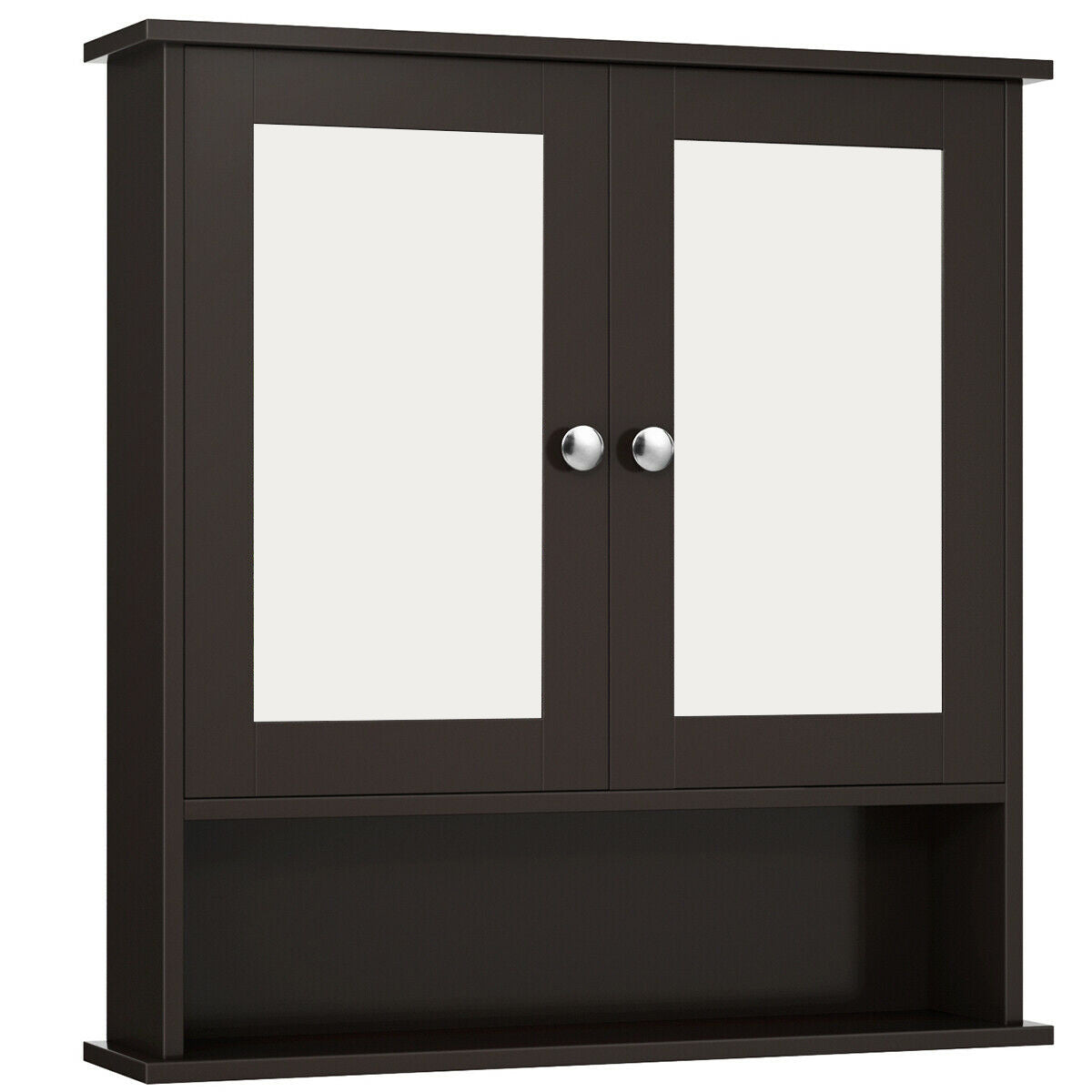 Bathroom Wall Cabinet with 2 Mirrored Doors for Laundry Entryway