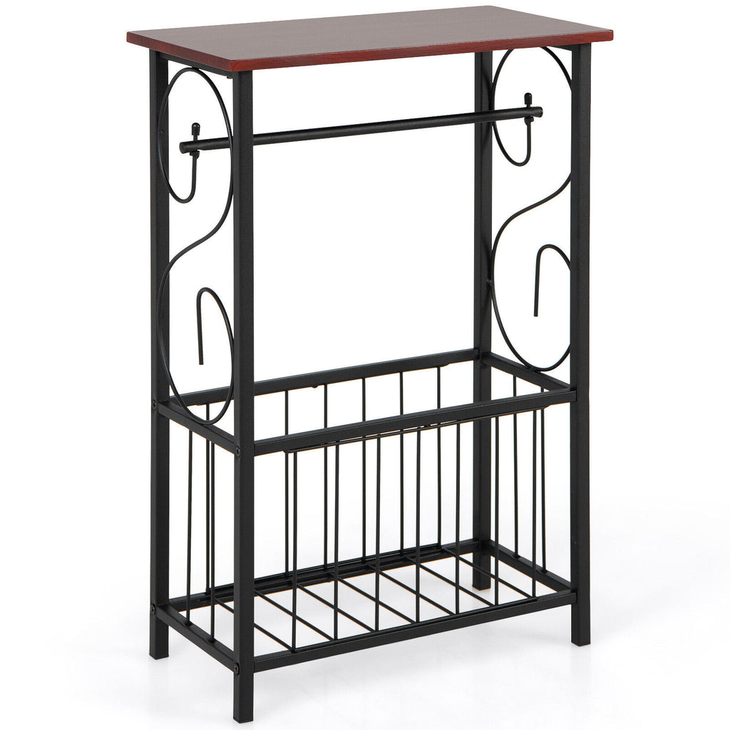 Narrow Side Table with Removable Paper Holder - Brown