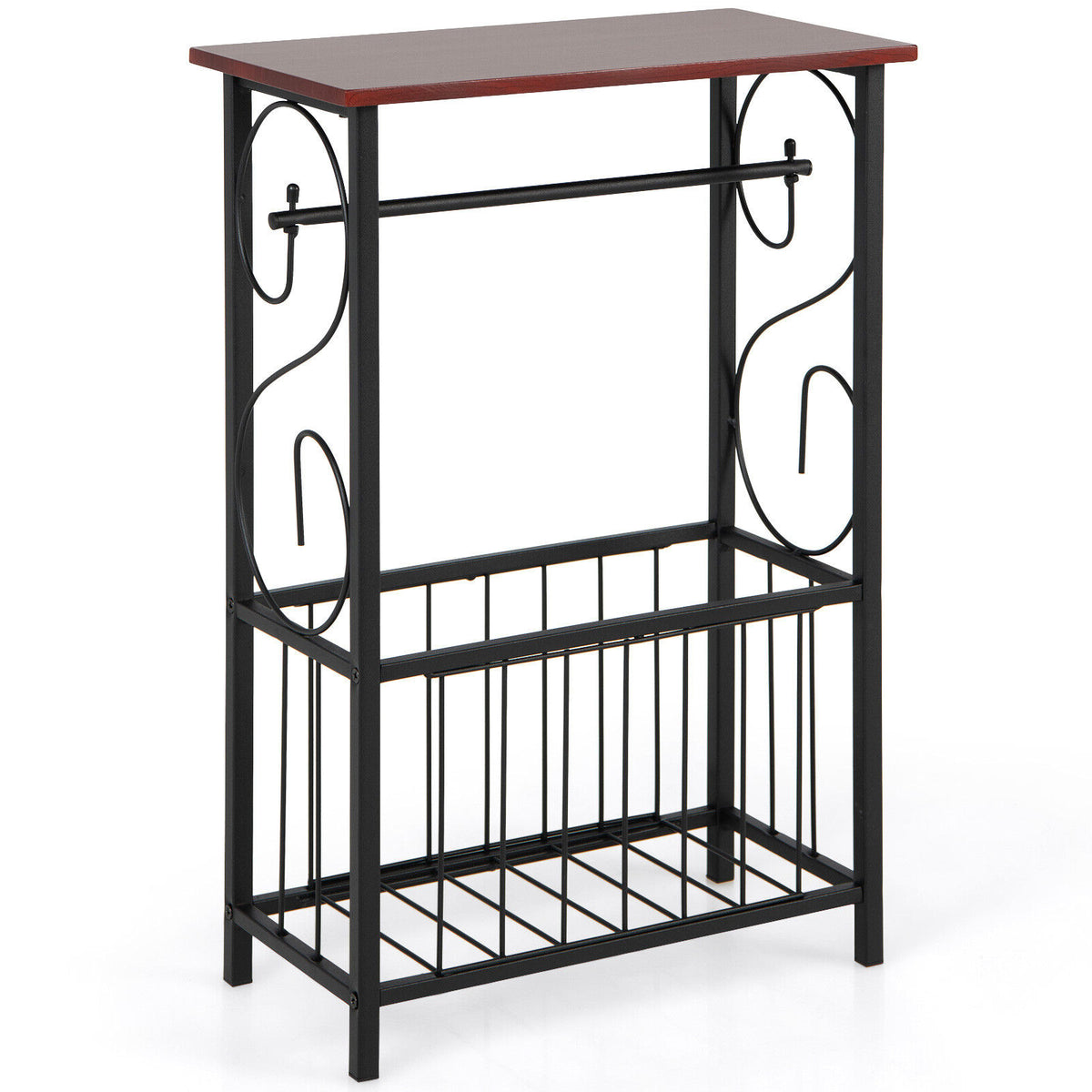 Narrow Side Table with Removable Paper Holder - Brown