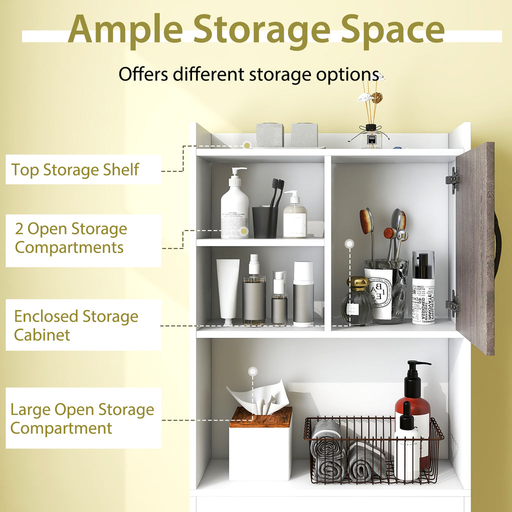 4-Tier Space-saving Toilet Sorage Cabinet with Open Shelves
