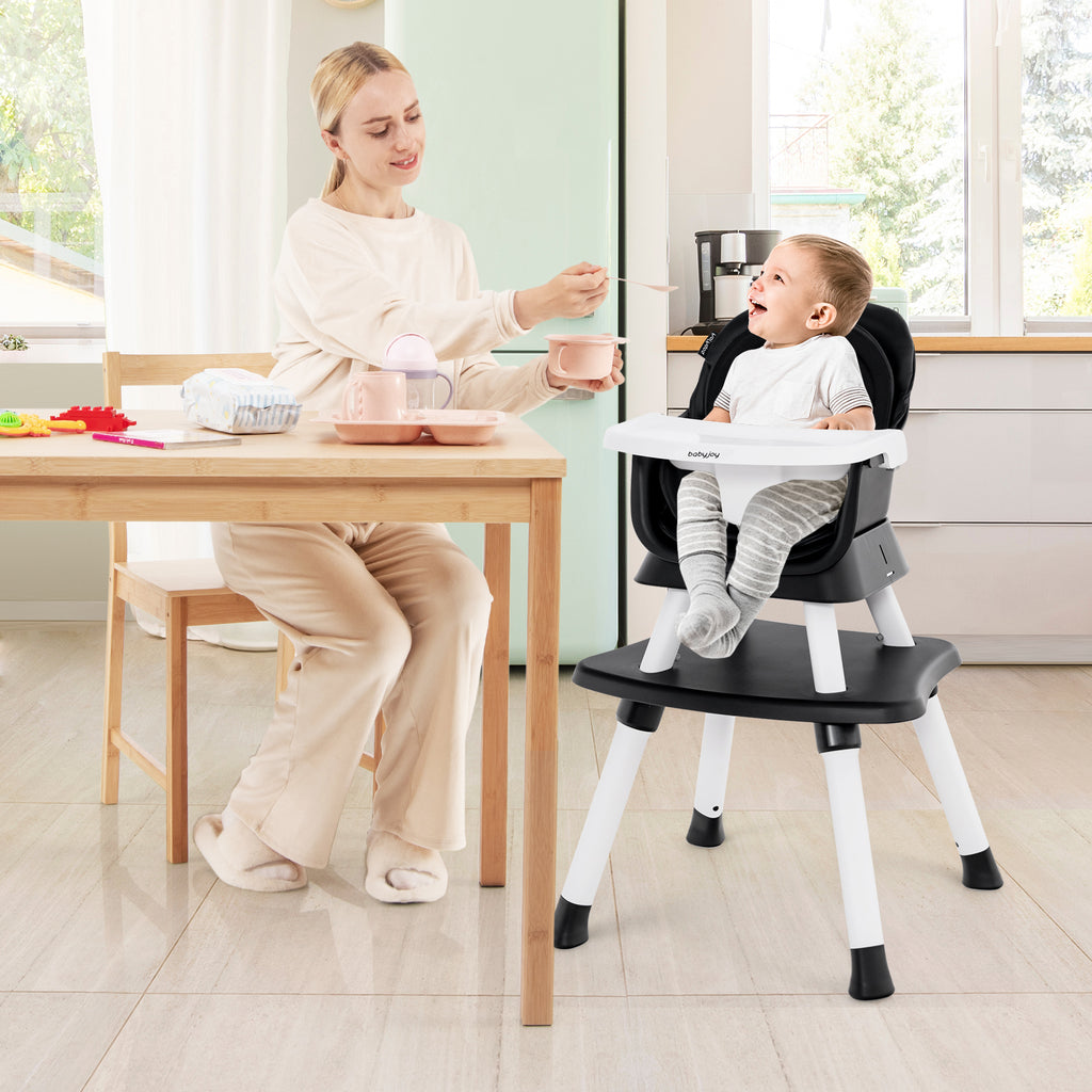 8-in-1 Convertible Baby High Chair with Removable Tray - Black