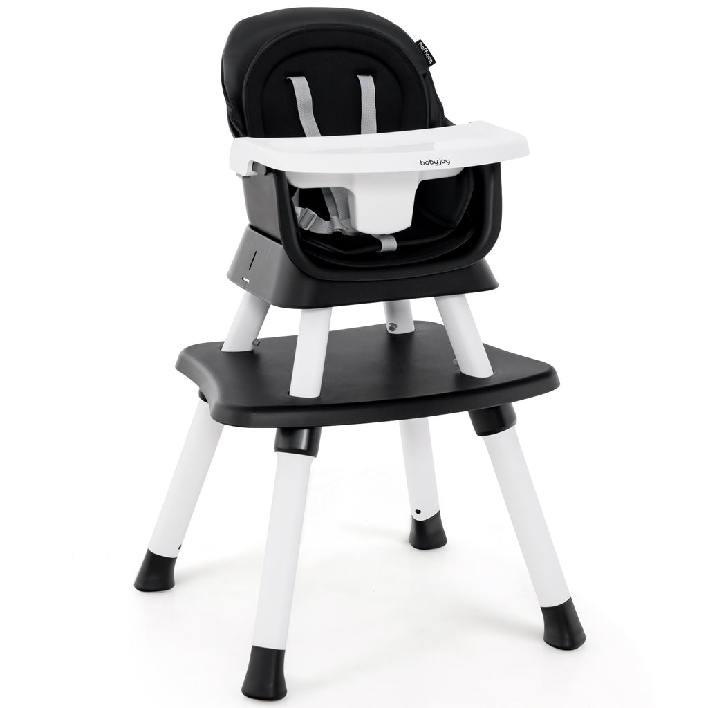 8-in-1 Convertible Baby High Chair with Removable Tray - Black