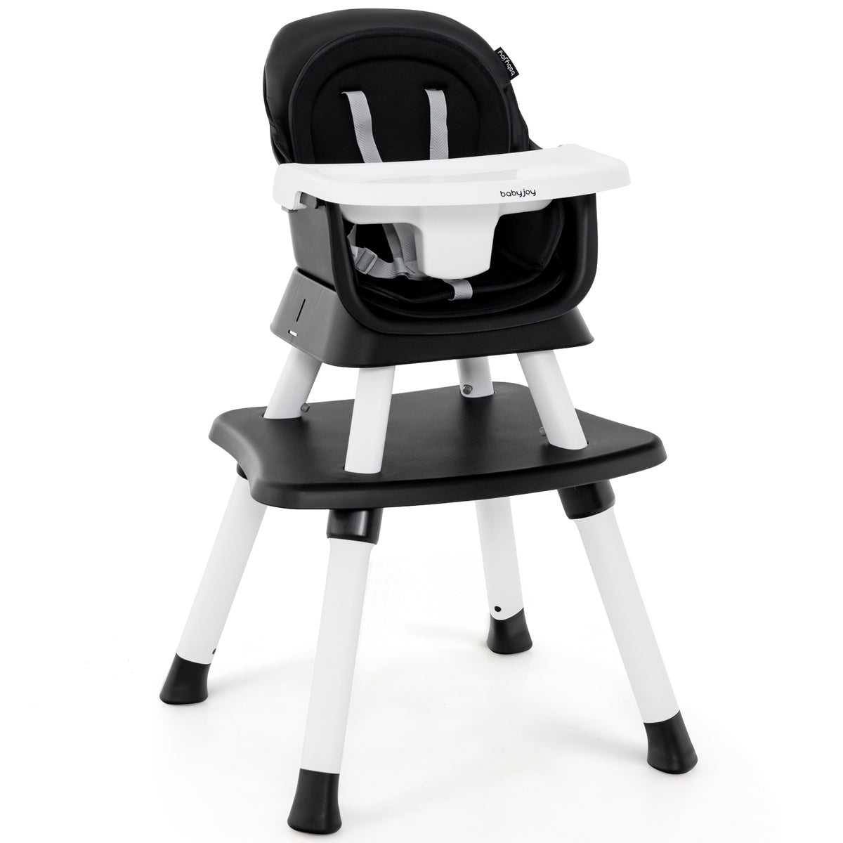8-in-1 Convertible Baby High Chair with Removable Tray - Black