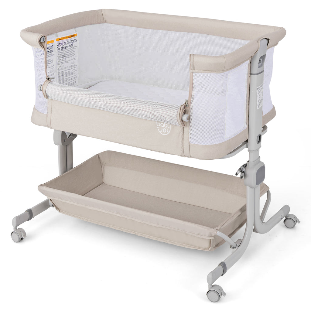 Baby Bassinet Bedside Sleeper Gray with 6-Level Adjustable Height - Style B