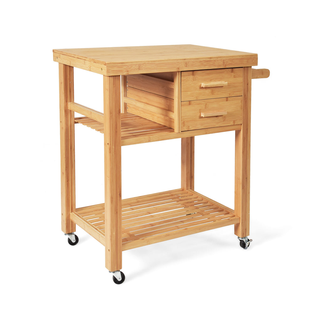 Bamboo Kitchen Trolley Cart with 2 Drawers