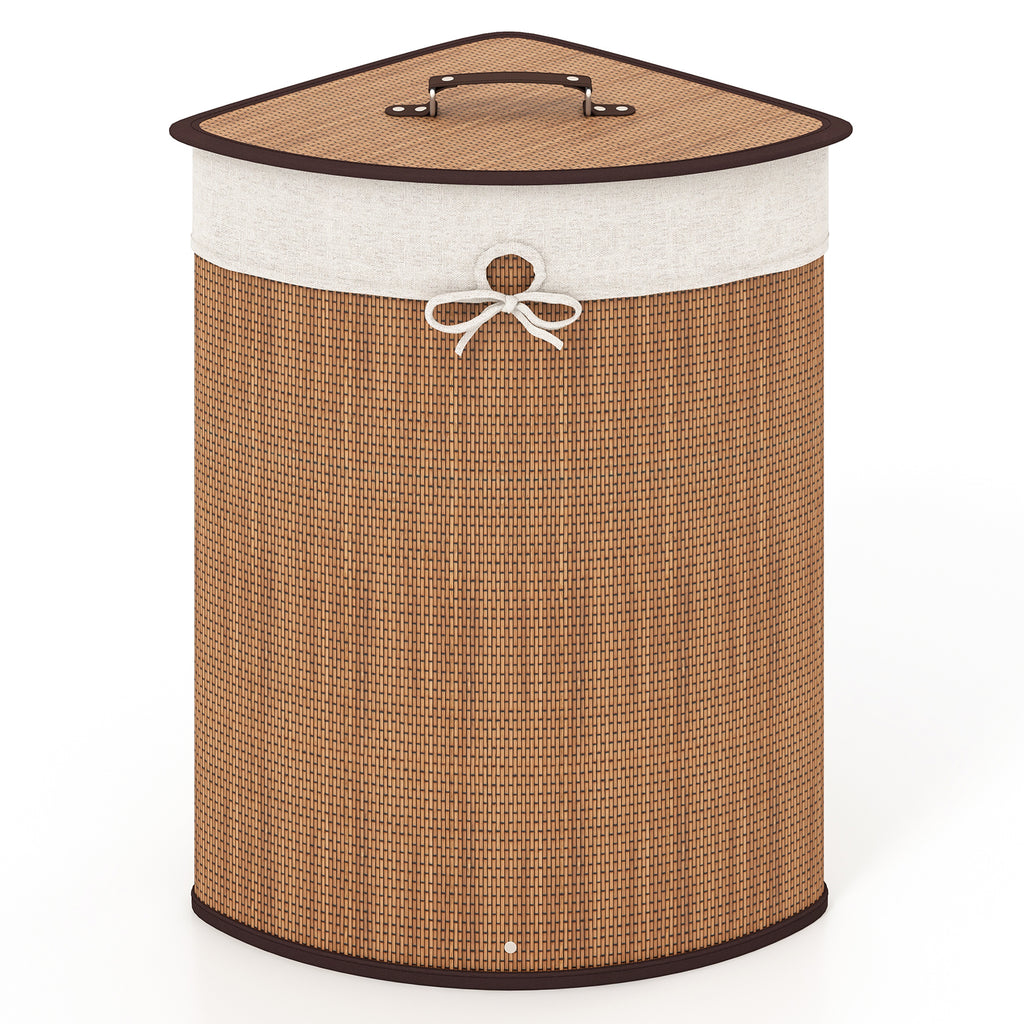 Bamboo Laundry Hamper Basket with Lid and Removable Liner Bag