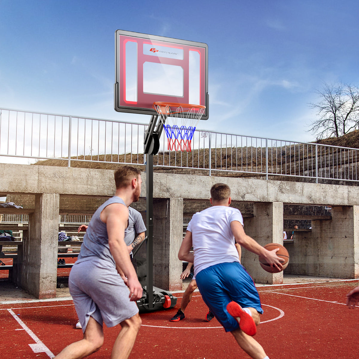 Adjustable Indoor Outdoor Basketball Hoop with Backboard and Net