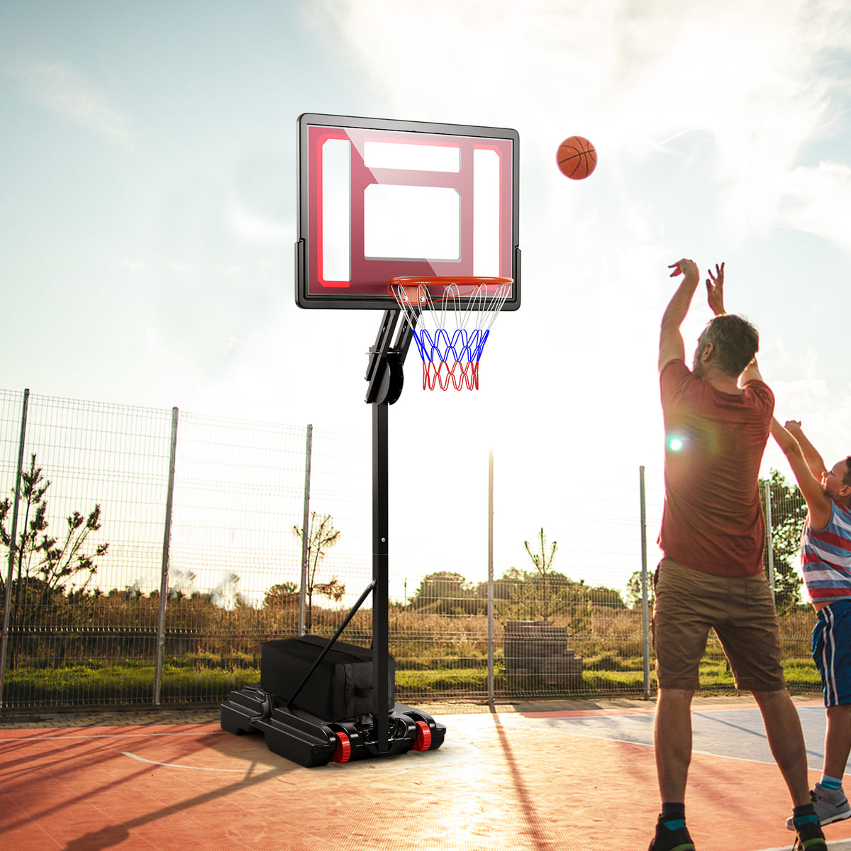 Adjustable Indoor Outdoor Basketball Hoop with Backboard and Net