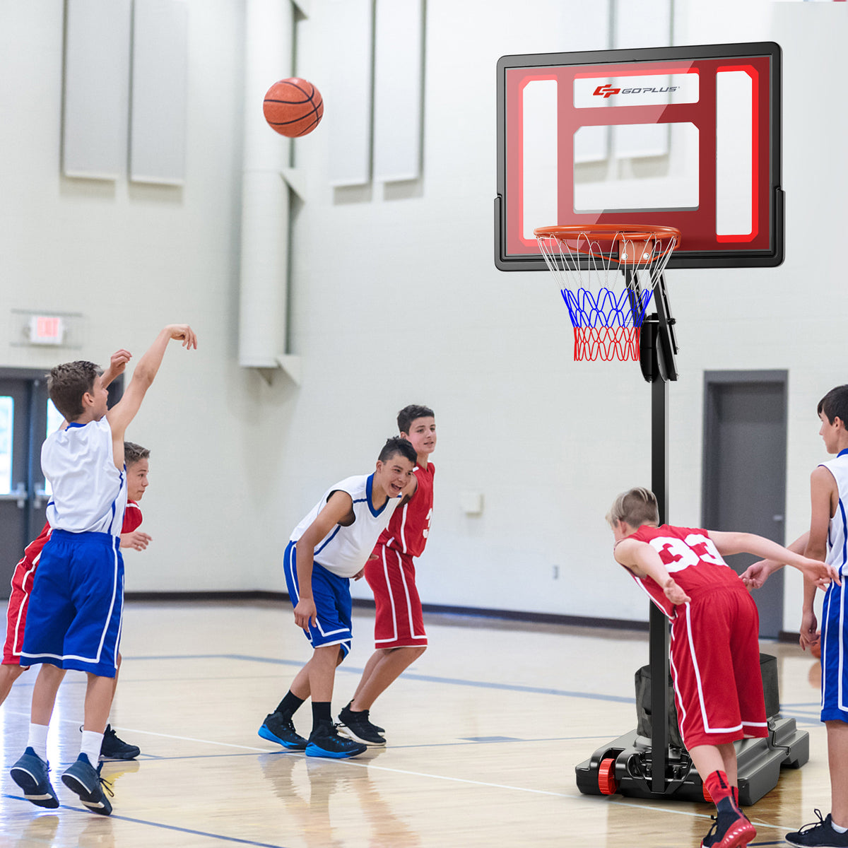 Adjustable Indoor Outdoor Basketball Hoop with Backboard and Net