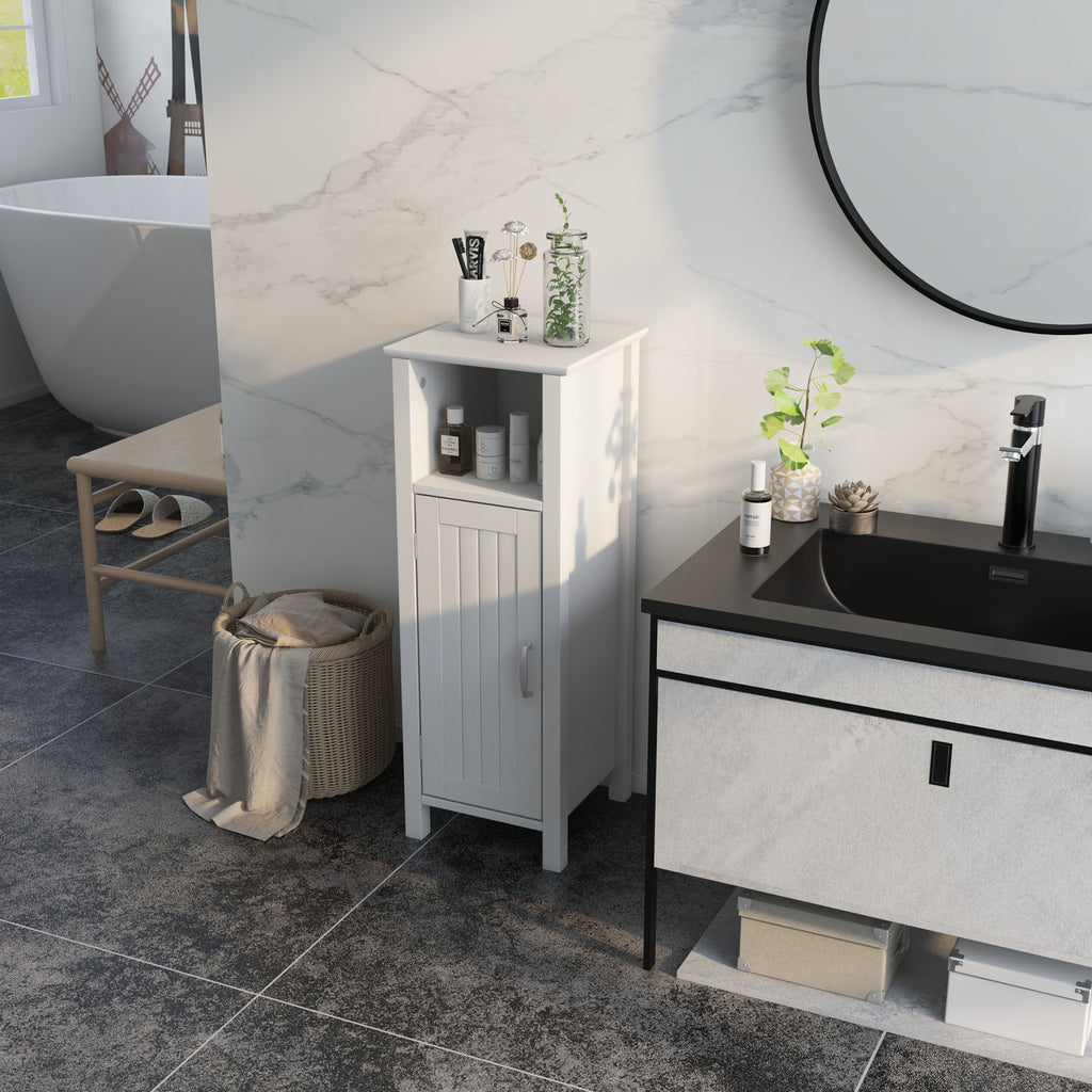 Bathroom Storage Cabinet with Open Compartment, White