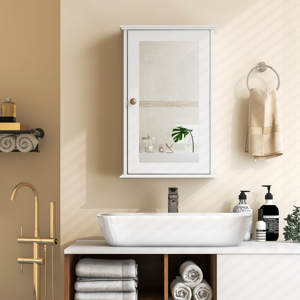 21-In Bathroom Mirror Cabinet with Adjustable Shelf, White