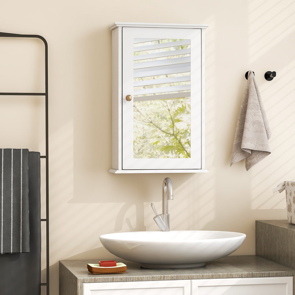 21-In Bathroom Mirror Cabinet with Adjustable Shelf, White