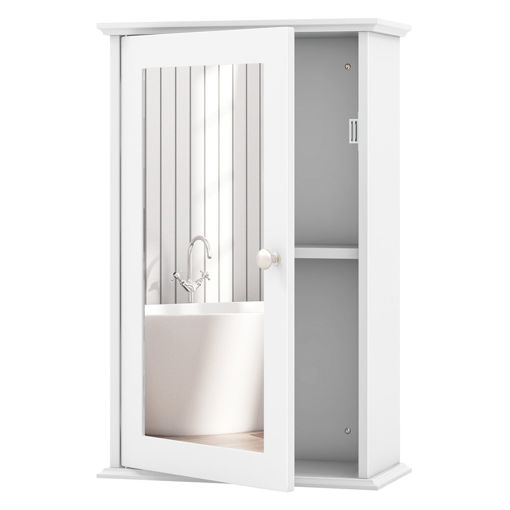 21-In Bathroom Mirror Cabinet with Adjustable Shelf, White