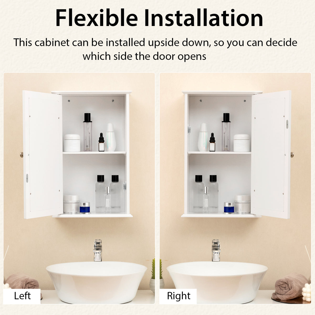 21-In Bathroom Mirror Cabinet with Adjustable Shelf, White