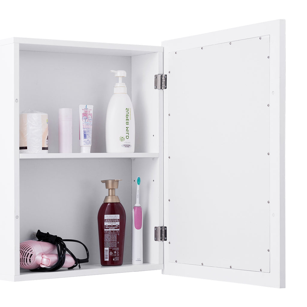 Mirrored Bathroom Medicine Cabinet with Single Door and Adjustable