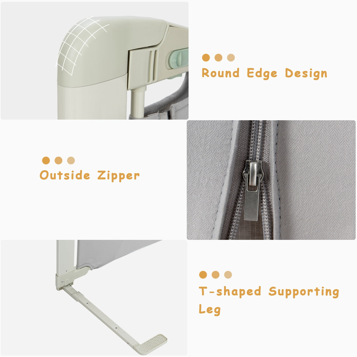 Toddler Bed Rail Guard - Adjustable Height with Safety Lock, S Variation