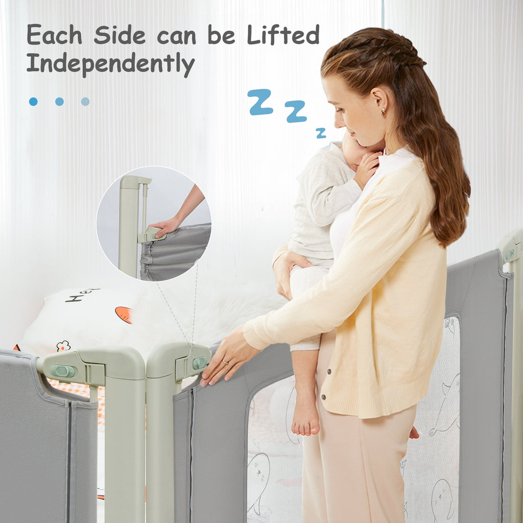 Toddler Bed Rail Guard - Adjustable Height with Safety Lock, S Variation