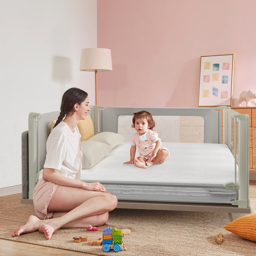 Toddler Bed Rail Guard - Adjustable Height with Safety Lock, S Variation