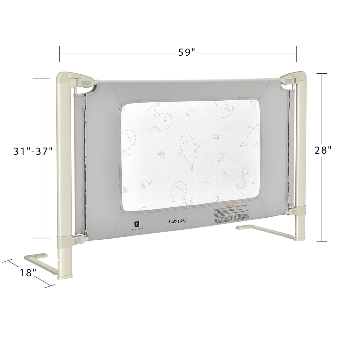 Toddler Bed Rail Guard - Adjustable Height with Safety Lock, S Variation