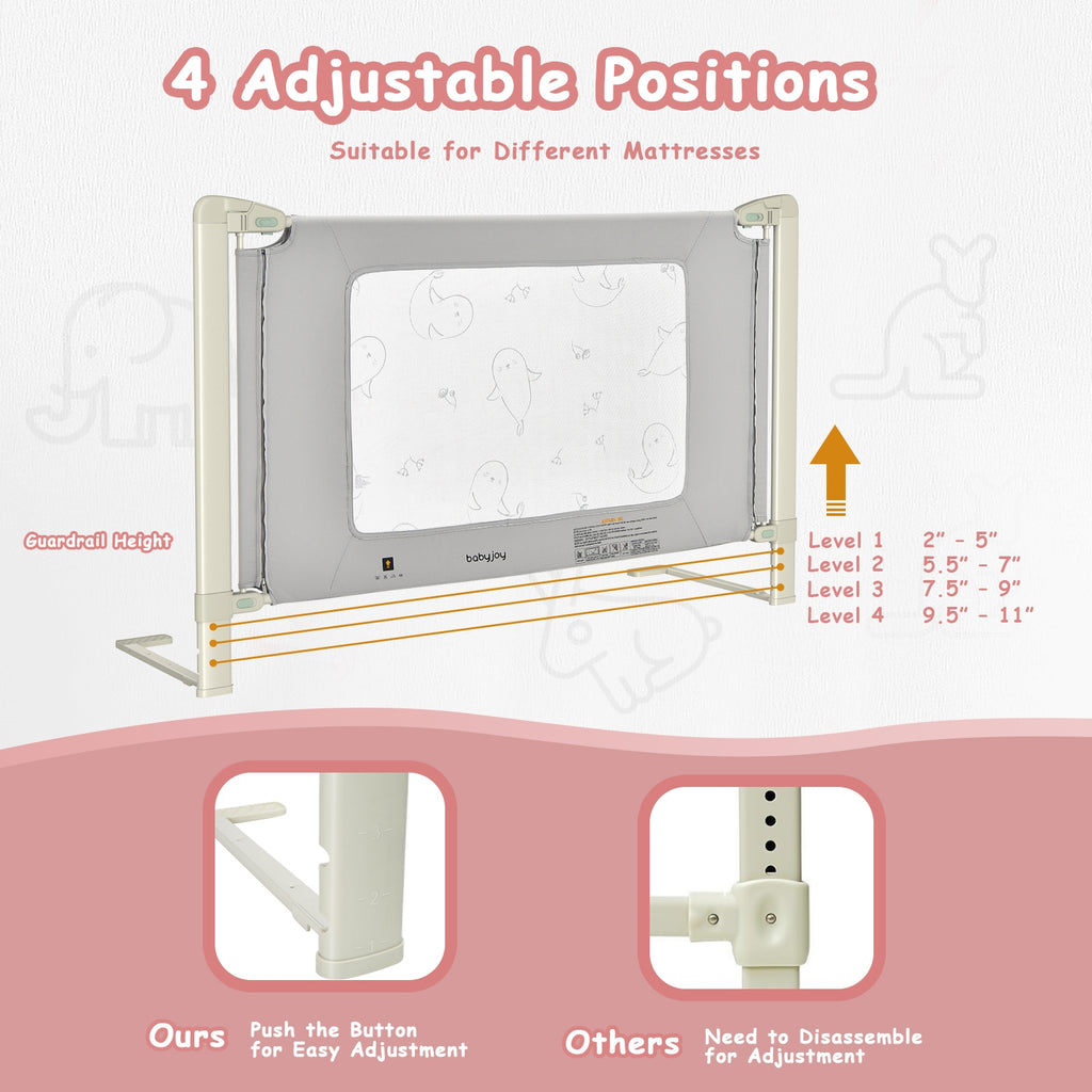 Toddler Bed Rail Guard - Adjustable Height with Safety Lock, S Variation