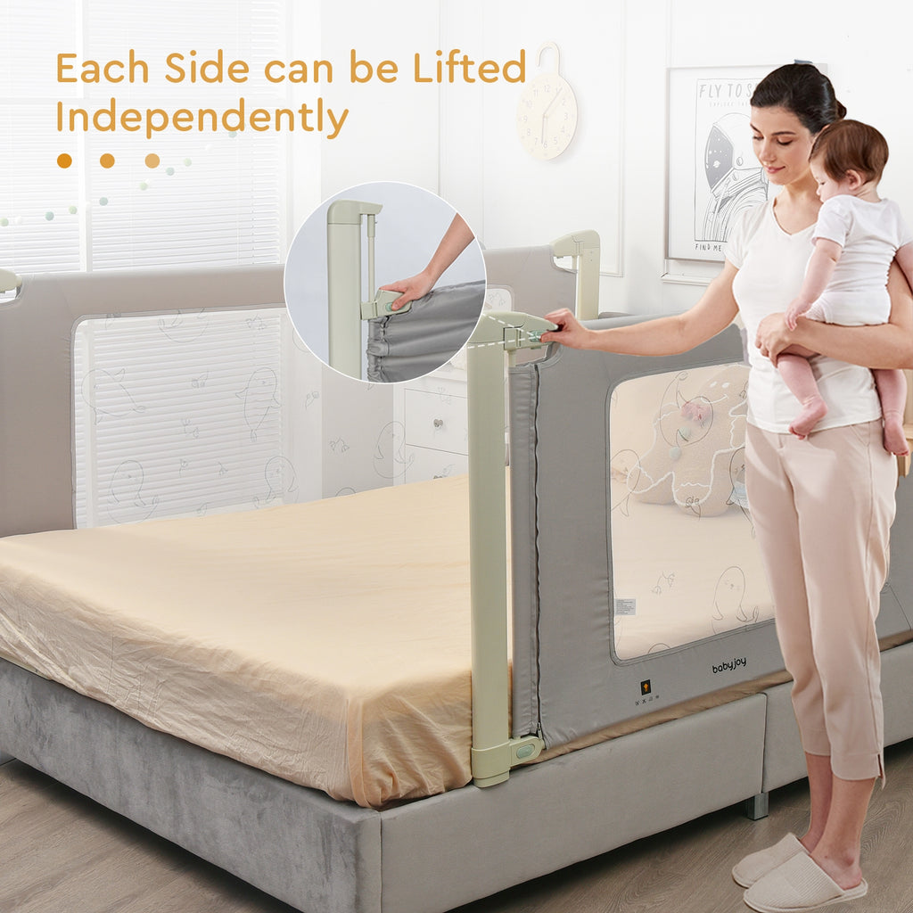 Toddler Bed Rail Guard - Adjustable Height with Safety Lock, S Variation
