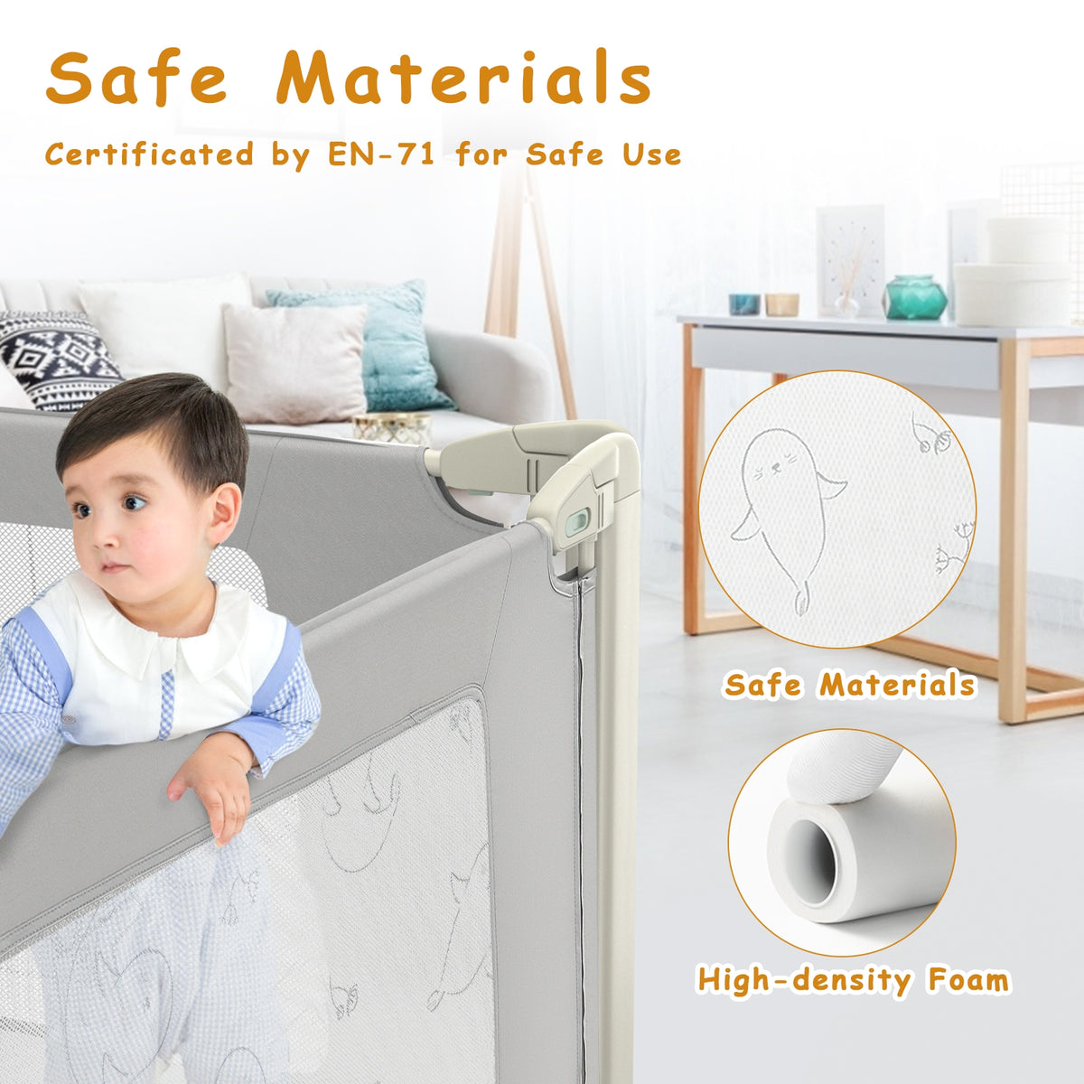 Toddler Bed Rail Guard - Adjustable Height with Safety Lock, S Variation