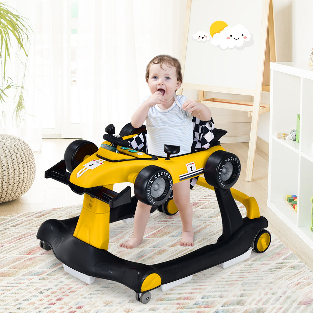 4-in-1 Baby Push Walker with Adjustable Height - Yellow Variation