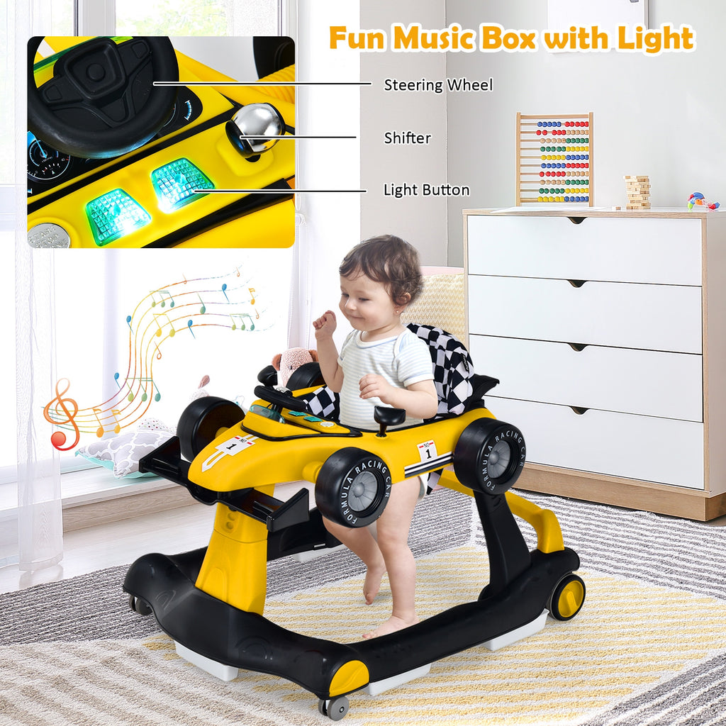 4-in-1 Baby Push Walker with Adjustable Height - Yellow Variation