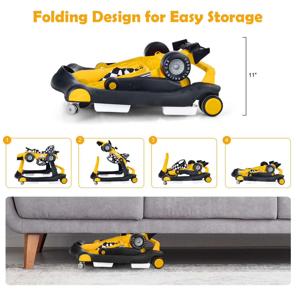 4-in-1 Baby Push Walker with Adjustable Height - Yellow Variation