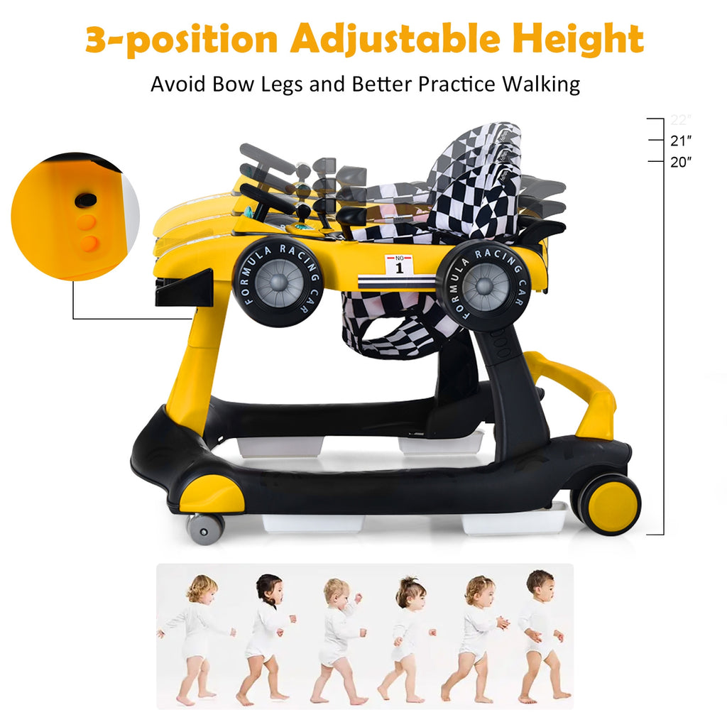 4-in-1 Baby Push Walker with Adjustable Height - Yellow Variation