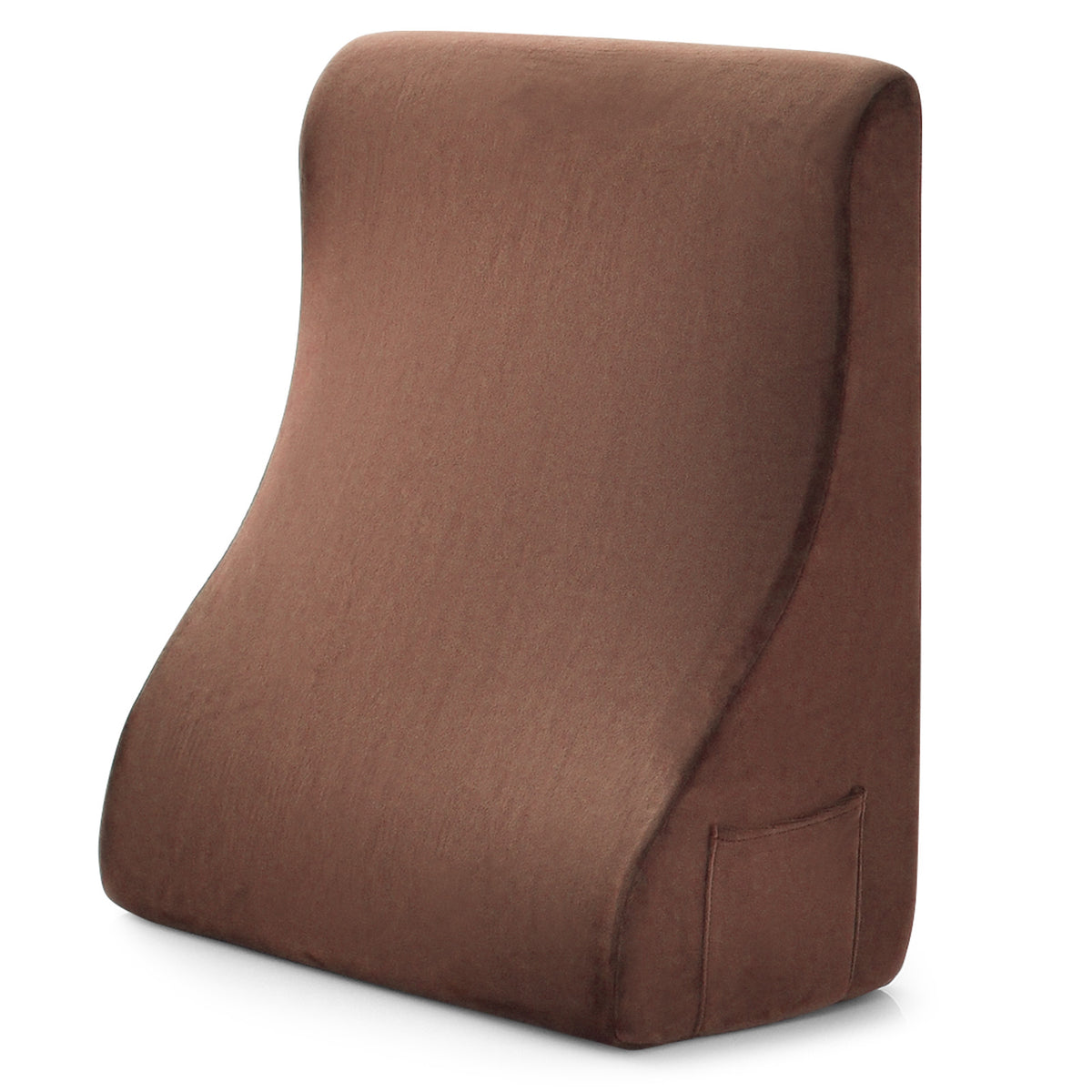Bed Wedge Pillow with Tablet Stand & Side Pockets, Brown
