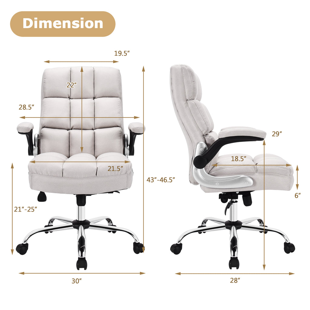 Adjustable Swivel Office Chair with High Back and Flip-up Arm for Home