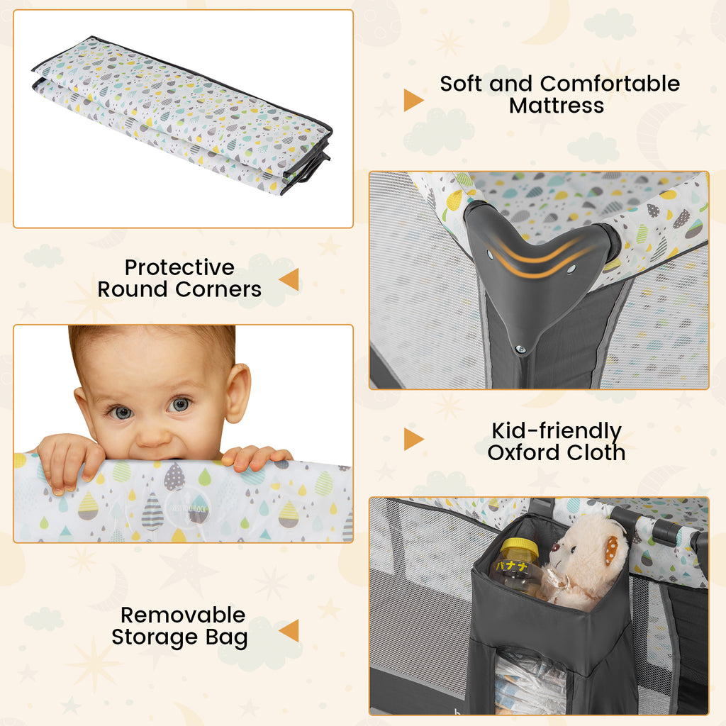 Baby Playpen with Removable Changing Table - Beige 3-in-1 Baby Safety Play Yard
