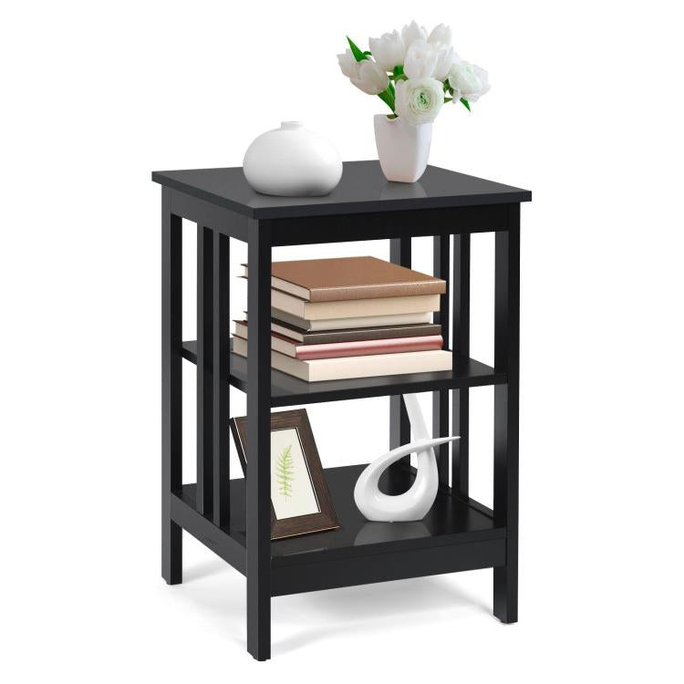 3-Tier Nightstand Sofa Side Table - Black