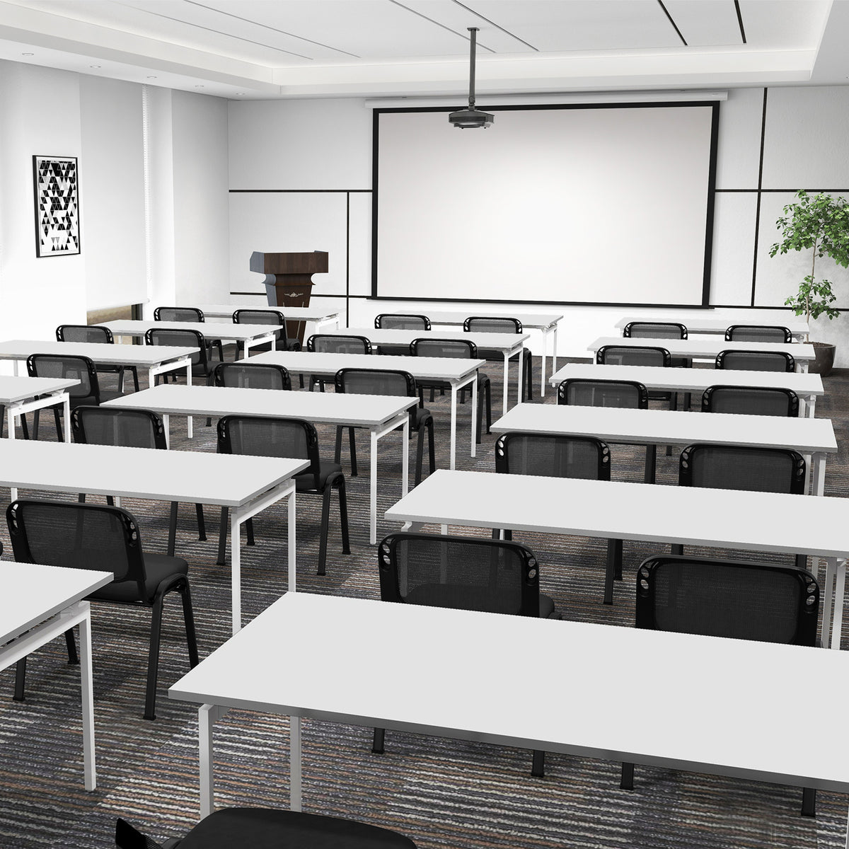 Set of 5 Stackable Conference Chairs - Mesh Back
