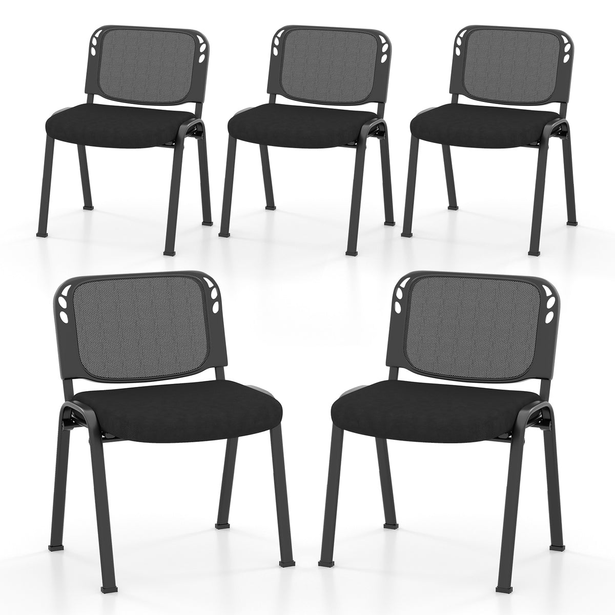 Set of 5 Stackable Conference Chairs - Mesh Back