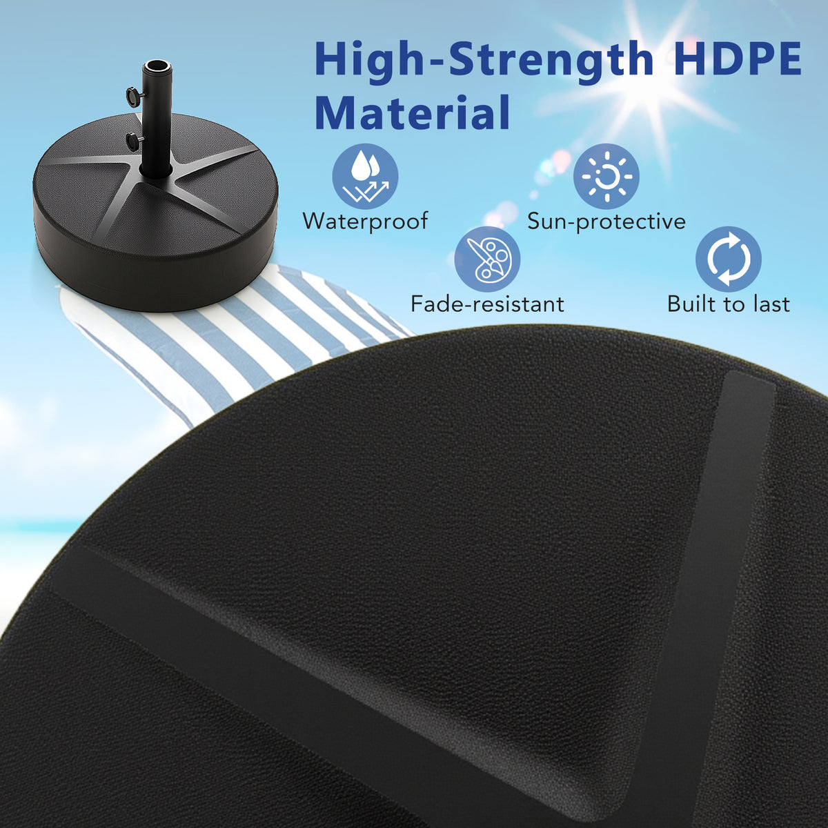 Patio Umbrella Base 88LBS Capacity Water and Sand Fillable Market