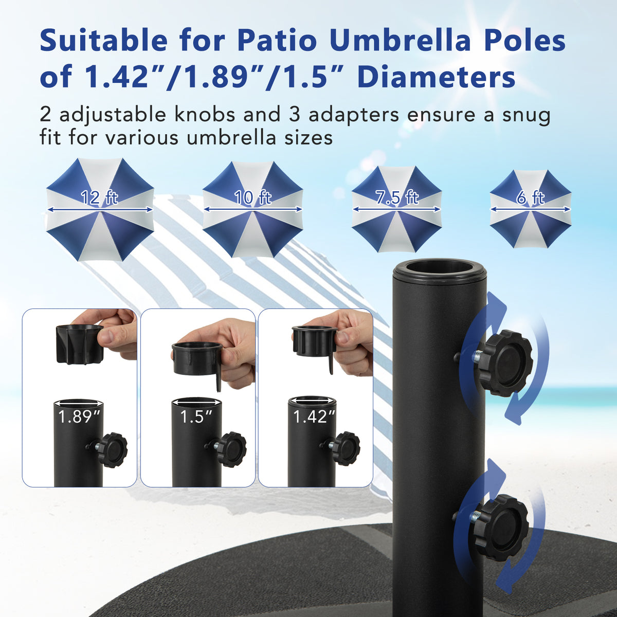 Patio Umbrella Base 88LBS Capacity Water and Sand Fillable Market