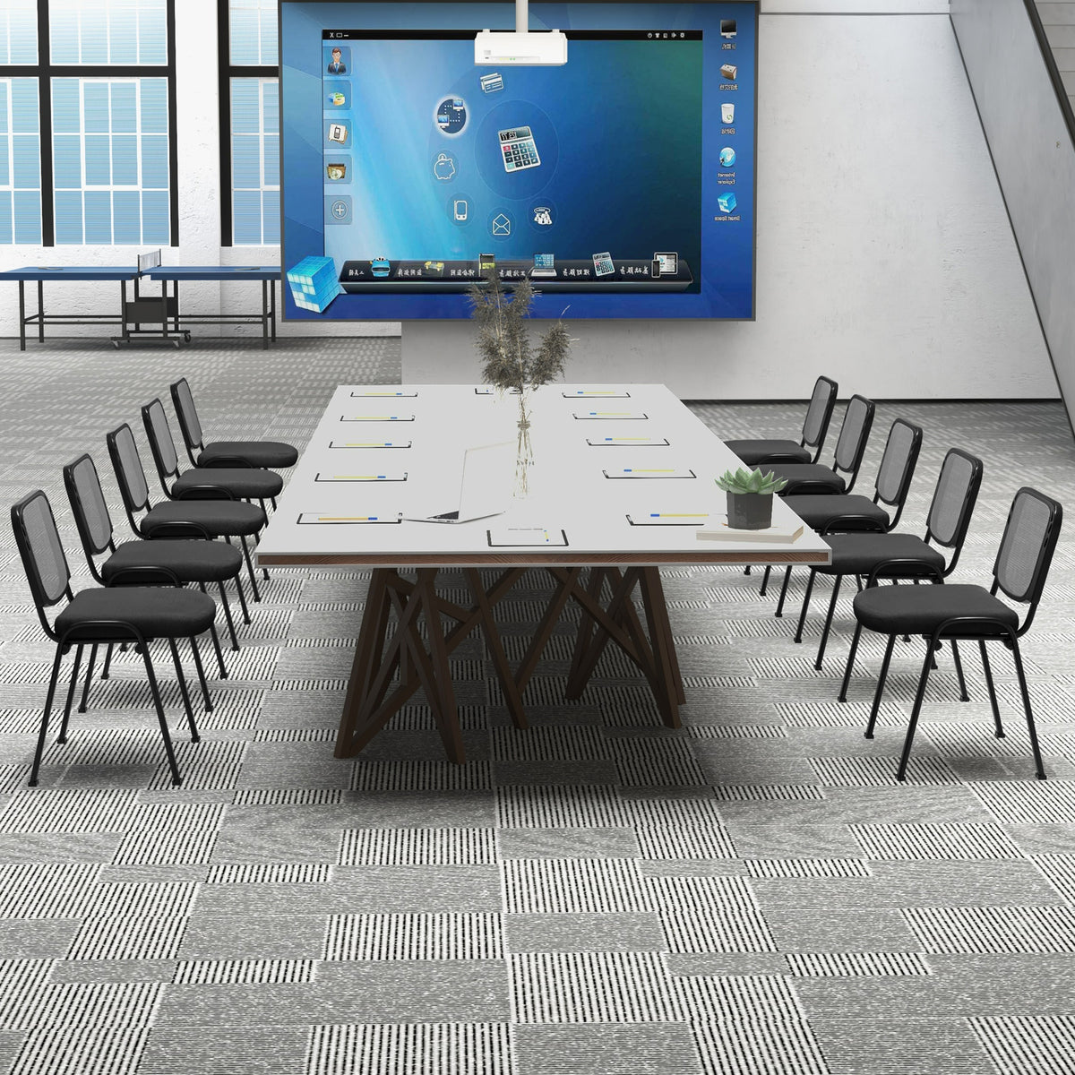 Set of 5 Stackable Conference Chairs - Mesh Back