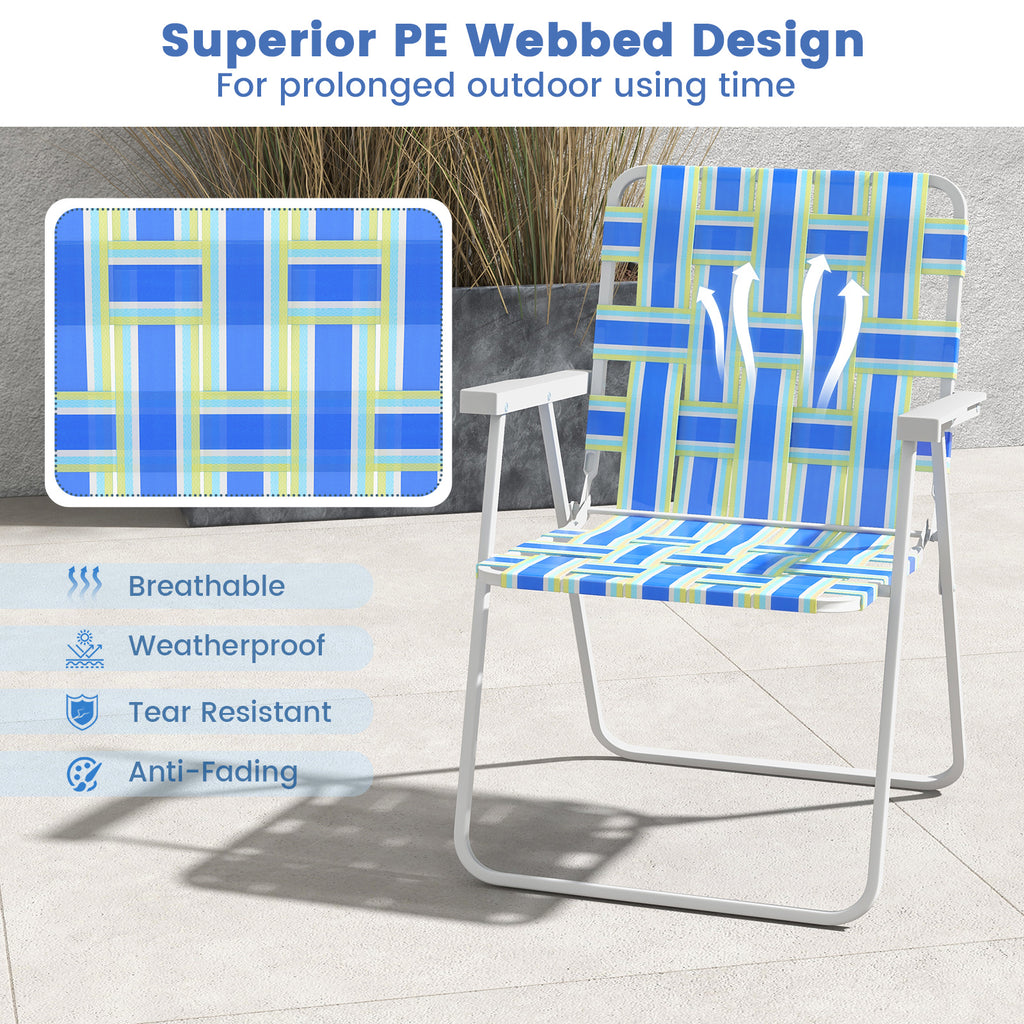 2 Pieces Folding Beach Chair Camping Lawn Webbing